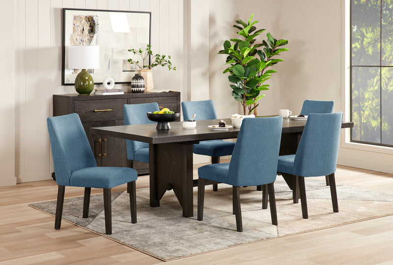 Chaise de salle à manger Emery en tissu de polyester - bleue