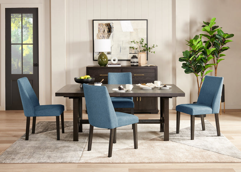 Chaise de salle à manger Emery en tissu de polyester - bleue