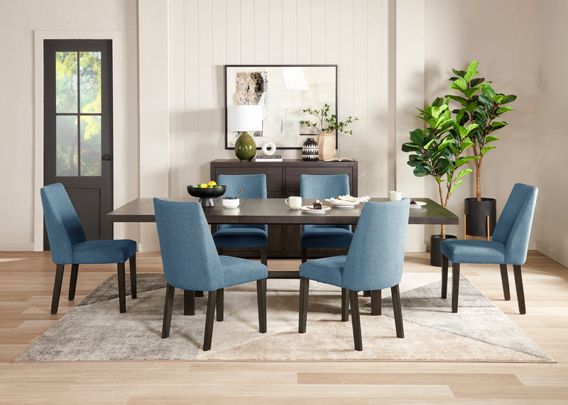 Chaise de salle à manger Emery en tissu de polyester - bleue