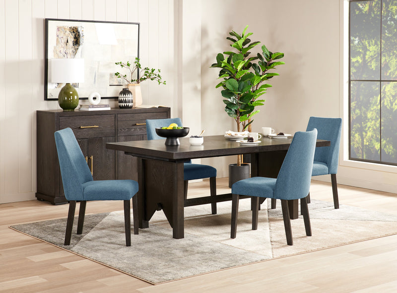 Chaise de salle à manger Emery en tissu de polyester - bleue