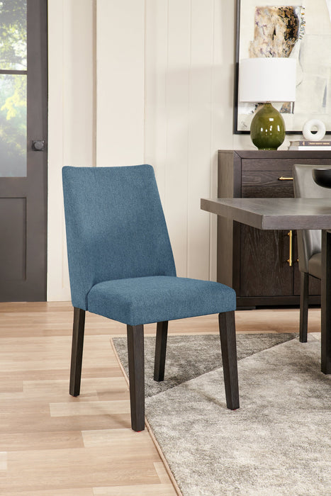 Chaise de salle à manger Emery en tissu de polyester - bleue