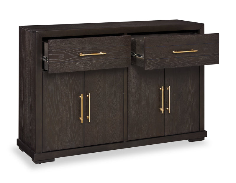 Desserte de salle à manger Emery de 60 po (L) avec tiroirs, rangement et supports à vin intégrés - noire