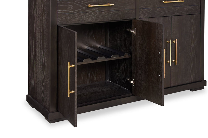 Desserte de salle à manger Emery de 60 po (L) avec tiroirs, rangement et supports à vin intégrés - noire