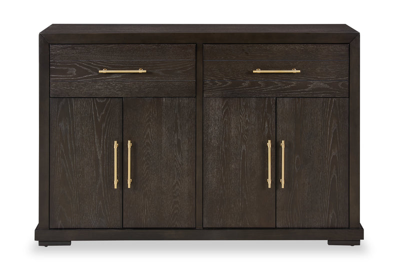 Desserte de salle à manger Emery de 60 po (L) avec tiroirs, rangement et supports à vin intégrés - noire