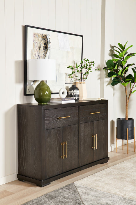 Desserte de salle à manger Emery de 60 po (L) avec tiroirs, rangement et supports à vin intégrés - noire