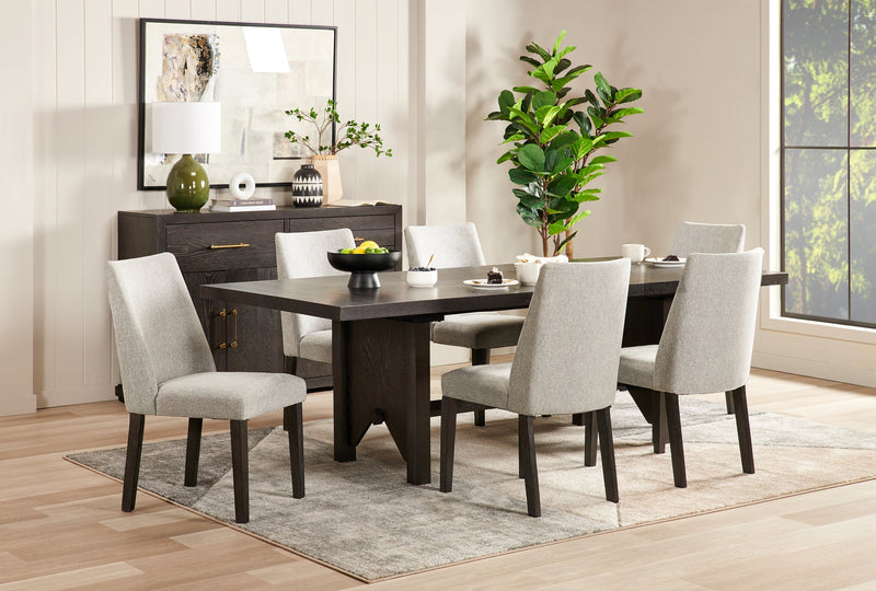 Chaise de salle à manger Emery en tissu de polyester - grise