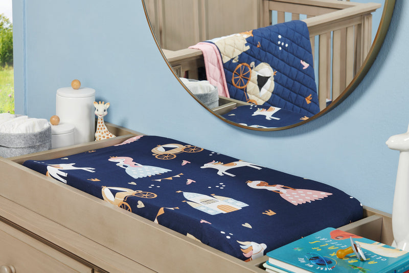 Literie Emmy 3 pièces pour lit de bébé - bleu marine et rose
