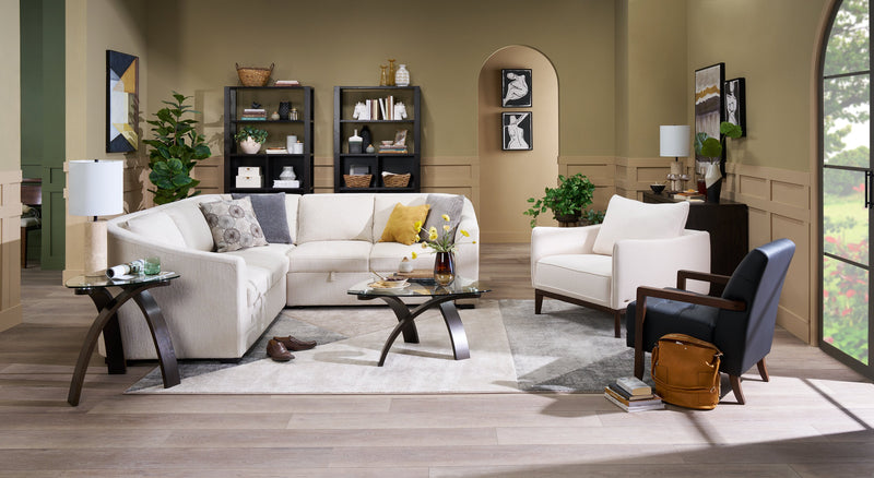 Sofa sectionnel Envy 3 pièces en tissu de chenille - beige amande