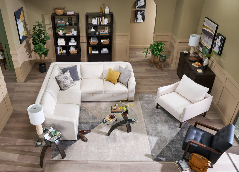 Sofa sectionnel Envy 3 pièces en tissu de chenille - beige amande