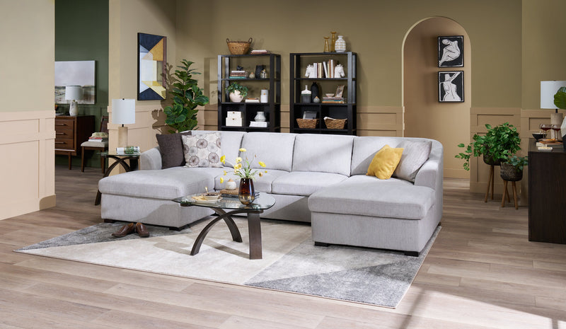 Sofa-lit sectionnel Envy 3 pièces en tissu de chenille avec 2 fauteuils longs de rangement - gris brouillard