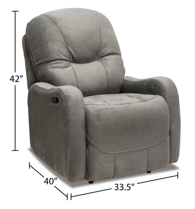Fauteuil inclinable Everett de 33,5 po fabriqué au Canada en tissu - gris