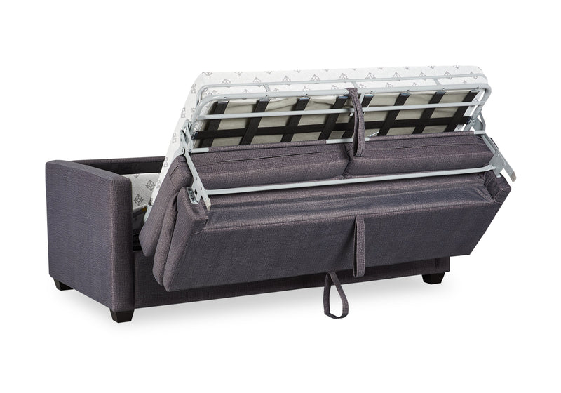 Grand sofa-lit Everlee de 76,5 po fabriqué au Canada en microsuède avec mousse à mémoire de forme et deux coussins décoratifs - gris