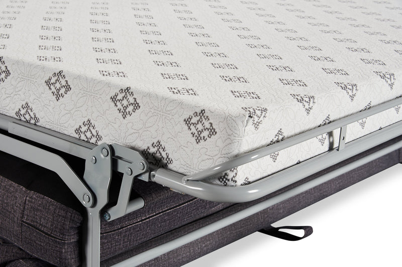 Grand sofa-lit Everlee de 76,5 po fabriqué au Canada en microsuède avec mousse à mémoire de forme et deux coussins décoratifs - gris