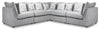 Sofa sectionnel modulaire Evolve de Scott Living 5 pièces en tissu d’apparence lin avec coussins en duvet et plumes - gris