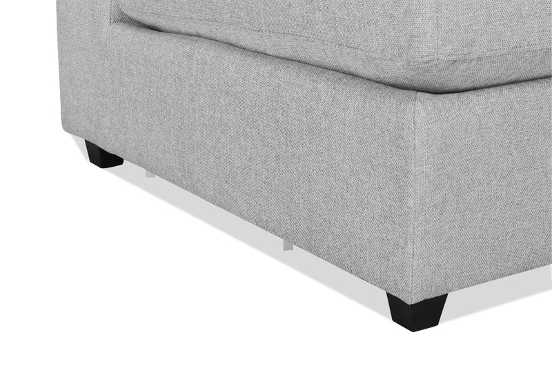 Sofa sectionnel modulaire Evolve de Scott Living 4 pièces en tissu d’apparence lin avec pouf et coussins en duvet et plumes - gris