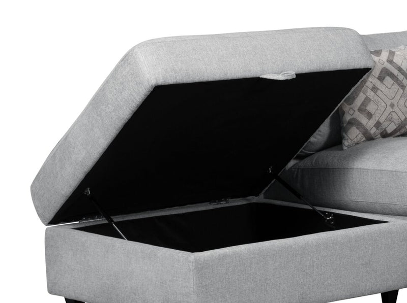 Sofa sectionnel modulaire Evolve de Scott Living 4 pièces en tissu d’apparence lin avec pouf et coussins en duvet et plumes - gris