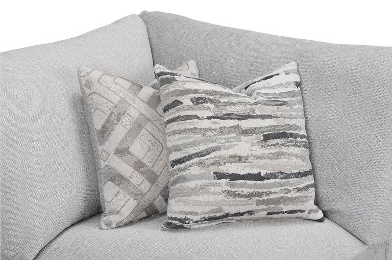 Fauteuil modulaire en coin Evolve de Scott Living de 39,5 po en tissu d’apparence lin avec coussins en duvet et plumes - gris clair