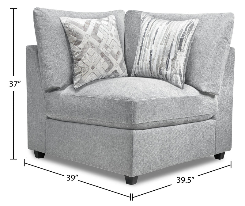Fauteuil modulaire en coin Evolve de Scott Living de 39,5 po en tissu d’apparence lin avec coussins en duvet et plumes - gris clair