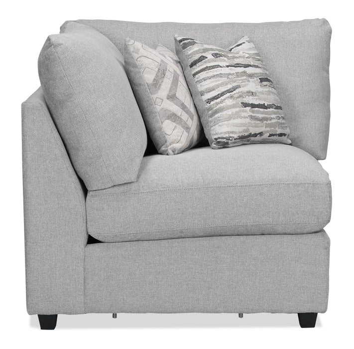 Fauteuil modulaire en coin Evolve de Scott Living de 39,5 po en tissu d’apparence lin avec coussins en duvet et plumes - gris clair