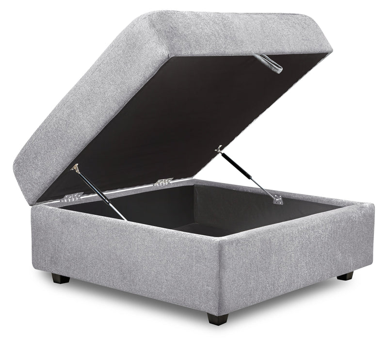 Pouf de rangement modulaire Evolve de Scott Living de 39,5 po en tissu d’apparence lin avec coussin en duvet et plumes - gris