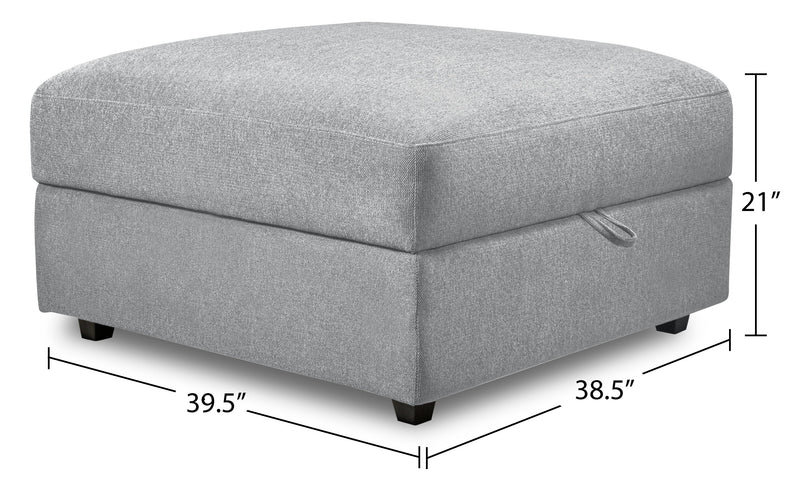 Pouf de rangement modulaire Evolve de Scott Living de 39,5 po en tissu d’apparence lin avec coussin en duvet et plumes - gris