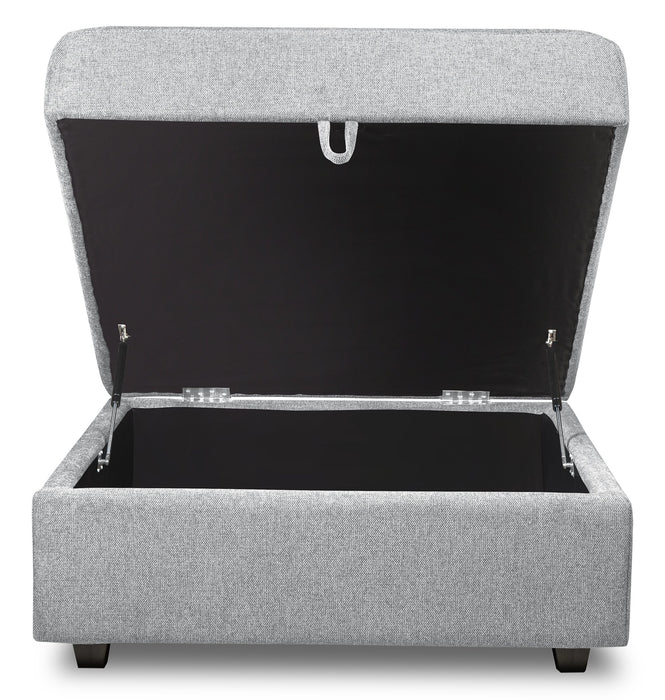 Pouf de rangement modulaire Evolve de Scott Living de 39,5 po en tissu d’apparence lin avec coussin en duvet et plumes - gris