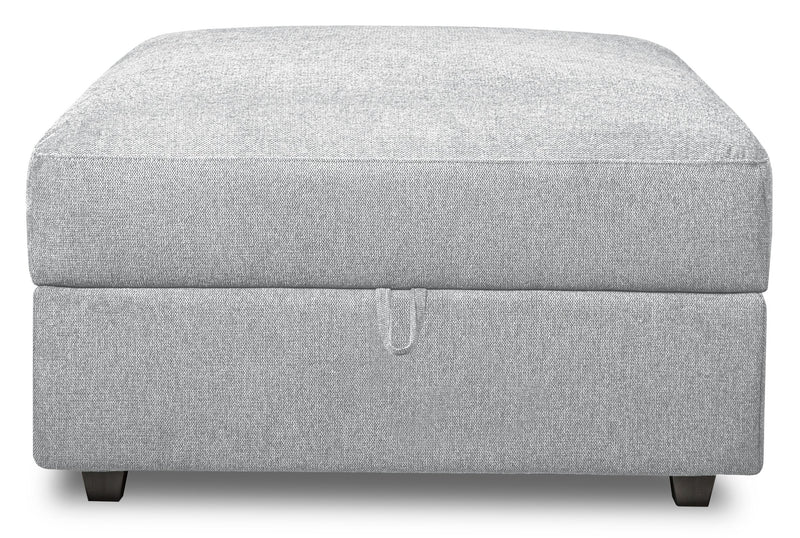 Pouf de rangement modulaire Evolve de Scott Living de 39,5 po en tissu d’apparence lin avec coussin en duvet et plumes - gris