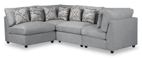 Sofa sectionnel modulaire de style cocon Evolve de Scott Living 4 pièces en tissu d’apparence lin avec coussins en duvet et plumes - gris