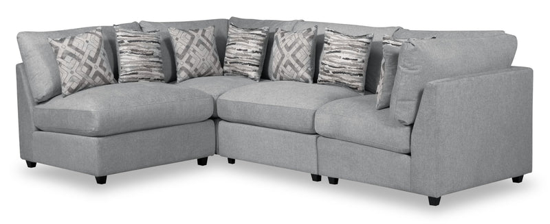 Sofa sectionnel modulaire de style cocon Evolve de Scott Living 4 pièces en tissu d’apparence lin avec coussins en duvet et plumes - gris