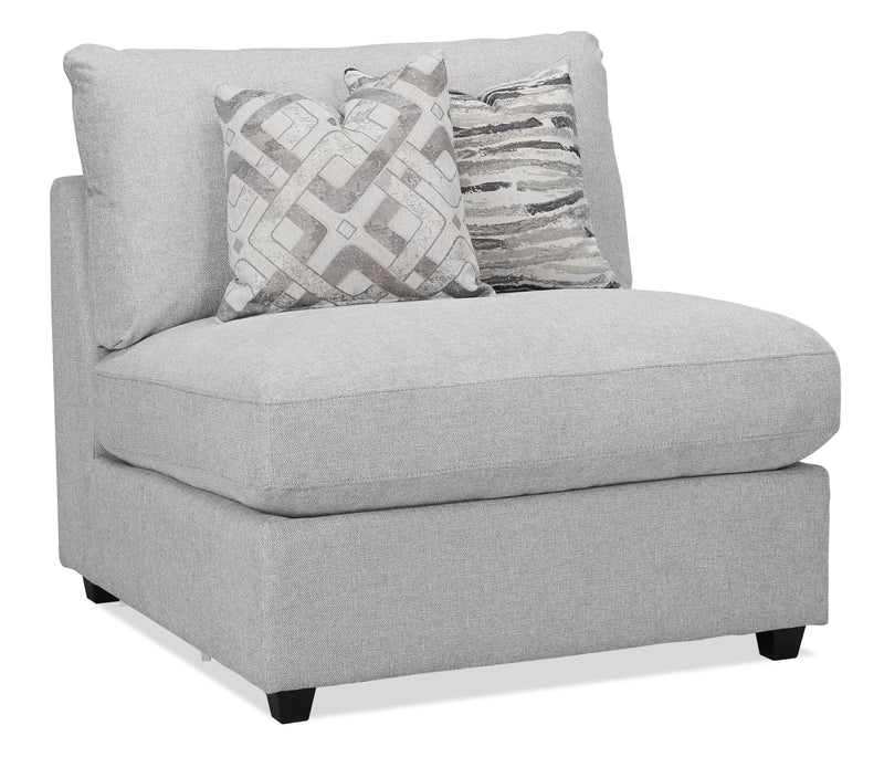 Sofa sectionnel modulaire de style cocon Evolve de Scott Living 4 pièces en tissu d’apparence lin avec coussins en duvet et plumes - gris