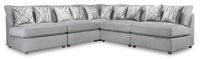  Sofa sectionnel sans accoudoirs modulaire Evolve de Scott Living 5 pièces en tissu d’apparence lin avec coussins en duvet et plumes - gris