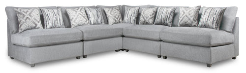  Sofa sectionnel sans accoudoirs modulaire Evolve de Scott Living 5 pièces en tissu d’apparence lin avec coussins en duvet et plumes - gris