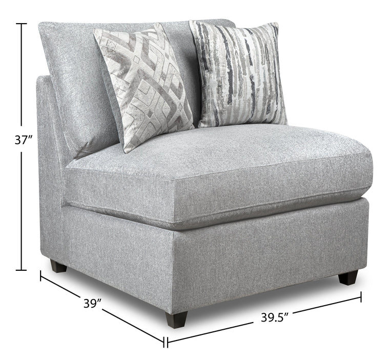 Sofa sectionnel sans accoudoirs modulaire Evolve de Scott Living 5 pièces en tissu d’apparence lin avec coussins en duvet et plumes - gris