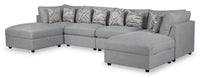  Sofa sectionnel modulaire Evolve de Scott Living 6 pièces en tissu d’apparence lin avec coussins en duvet et plumes - gris