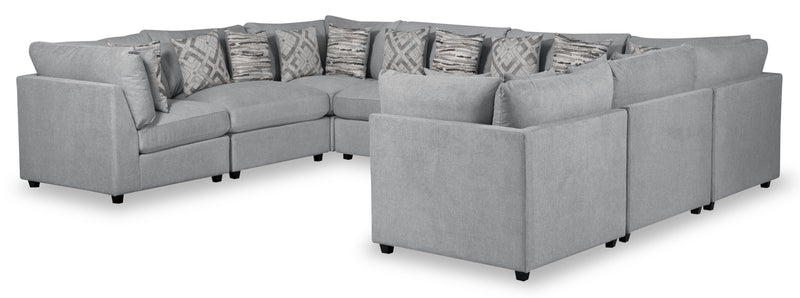 Sofa sectionnel modulaire Evolve de Scott Living 8 pièces en tissu d’apparence lin avec coussins en duvet et plumes - gris