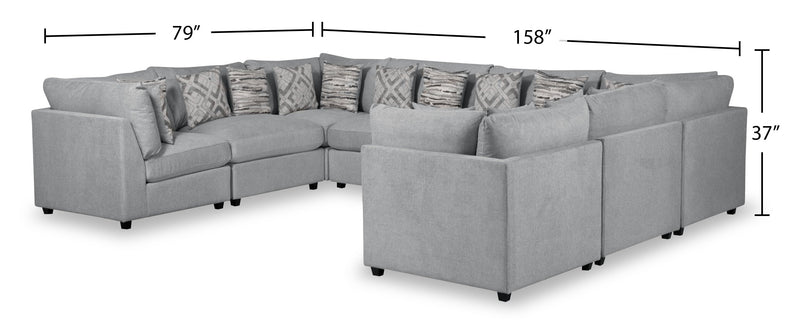 Sofa sectionnel modulaire Evolve de Scott Living 8 pièces en tissu d’apparence lin avec coussins en duvet et plumes - gris