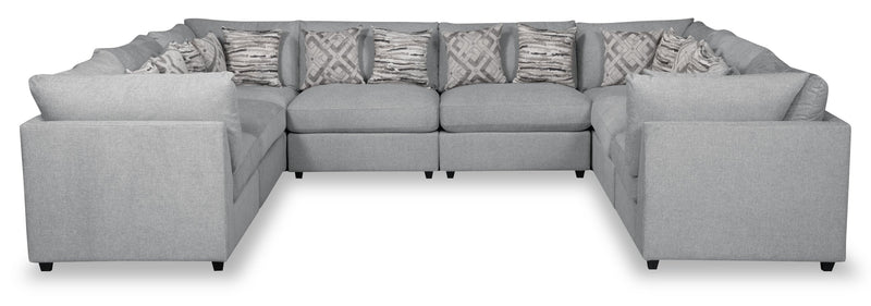Sofa sectionnel modulaire Evolve de Scott Living 8 pièces en tissu d’apparence lin avec coussins en duvet et plumes - gris