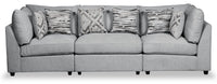  Sofa modulaire Evolve de Scott Living de 118,5 po en tissu d’apparence lin avec coussins amovibles en duvet et plumes - gris