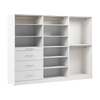 Système de pièce-penderie modulaire Florence de Bestar de 107 po avec éclairages à DEL, tringles, tablettes et tiroirs de style lisse - blanc