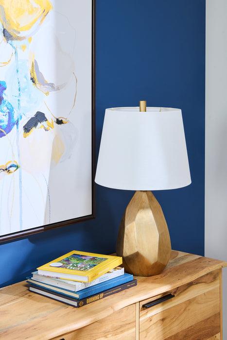 Lampe de table somptueuse Farah de 26 po en polyrésine dorée