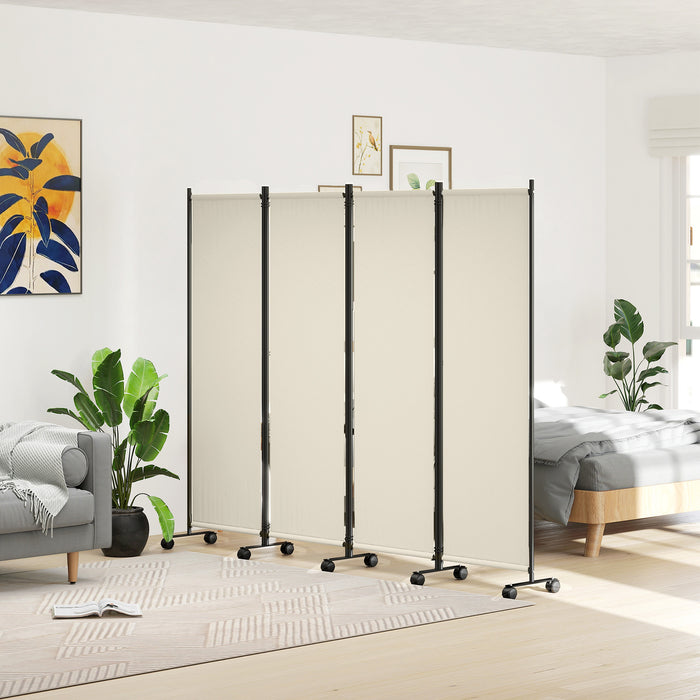 Outsunny Separateur De Piece, Ecran De Confidentialite Roulant 5.6pi, Creme