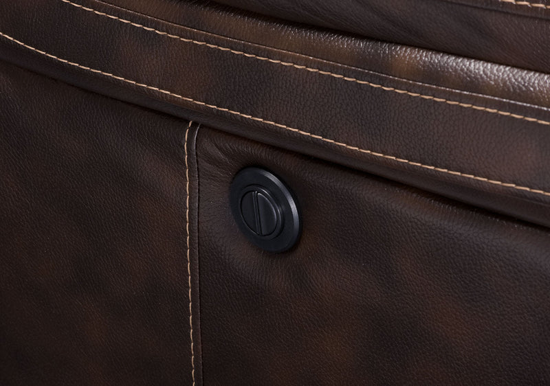 Fauteuil à inclinaison électrique Leo de 41 po en tissu d’apparence cuir - brun noyer