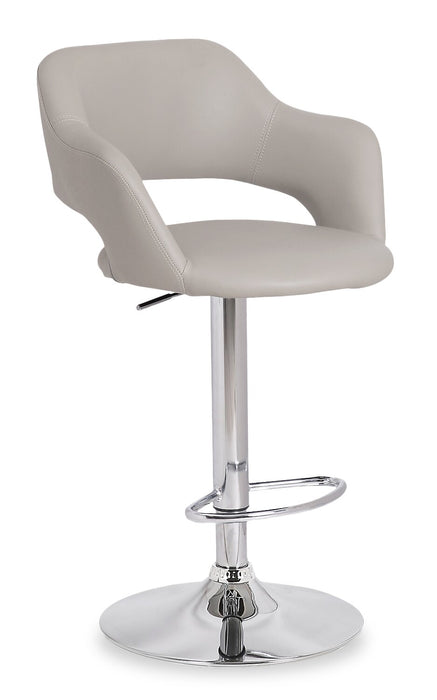 Tabouret bar Finn en tissu de cuir végétalien et en métal avec siège pivotant et réglable - beige