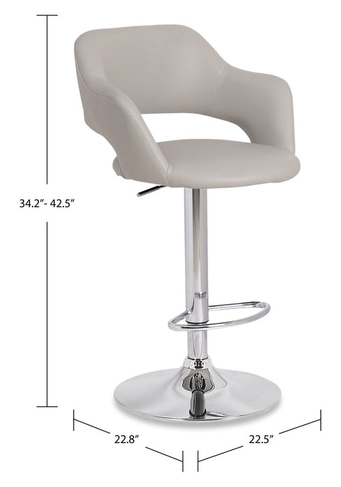 Tabouret bar Finn en tissu de cuir végétalien et en métal avec siège pivotant et réglable - beige