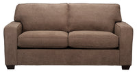 Sofa Fiona de 74 po fabriqué au Canada en tissu de chenille avec accoudoirs rectilignes - brun moka