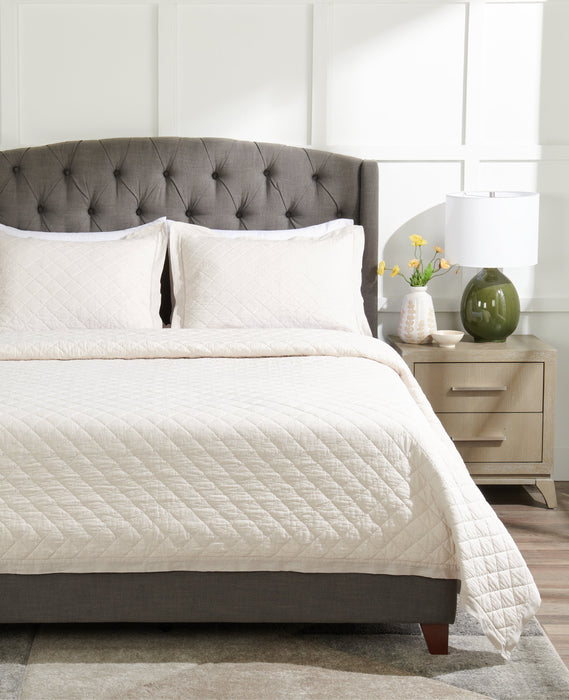 Ensemble de courtepointe Flaxseed Cove 3 pièces pour très grand lit - lin naturel