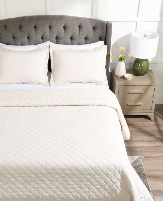 Ensemble de courtepointe Flaxseed Cove 3 pièces pour grand lit - lin naturel