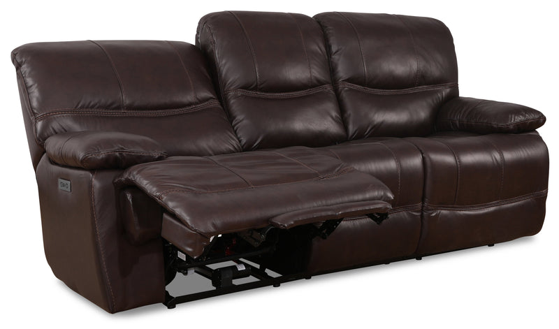 Sofa à inclinaison électrique Franco de 89 po en cuir véritable avec position zéro gravité et ports USB - brun