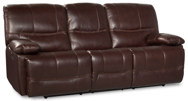 Sofa à inclinaison électrique Franco de 89 po en cuir véritable avec position zéro gravité et ports USB - brun