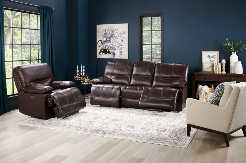 Sofa à inclinaison électrique Franco de 89 po en cuir véritable avec position zéro gravité et ports USB - brun